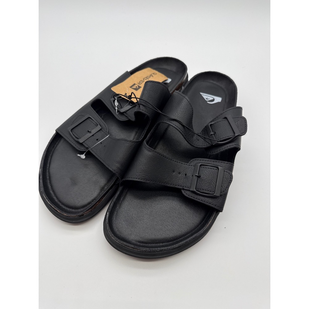 Quiksilver Deck Mens Sandals Black Double Strap Buckle Slides CQ10025M Size 11